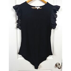 Kaileigh Flutter Sleeve Knit Bodysuit Black 2X Stitch Fix New With Tags